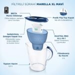 BRITA Marella XL 1x Maxtra Pro All-In-1 Filtreli Su Arıtma Sürahisi - Mavi 3,5 lt - Görsel 5
