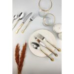 Digithome King 12 Kişilik 84 Parça Paslanmaz Çelik Çatal Kaşık Bıçak Takımı Gold – Uk 005