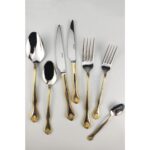 Digithome King 12 Kişilik 84 Parça Paslanmaz Çelik Çatal Kaşık Bıçak Takımı Gold – Uk 005 - Görsel 2