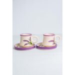 Gezdikçe Bilelim 6’li Takım Lavanta Desenli El Yapımı Kazan Seramik Kahve Fincanı, Kahve Fincanı - Görsel 3