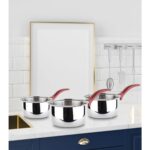 Biodata Yağdanlık Çelik Sütlük Süt Potu Yumurta Haşlama Cezvesi 3'lü 14-15-16 cm