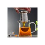 Senin Dükkanın Borosilikat Cam Çelik Süzgeçli ve Kapaklı Piramit Tasarım Lüks Çay & Kahve Demliği 750 ml - Görsel 2