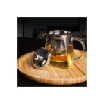 Senin Dükkanın Borosilikat Cam Çelik Süzgeçli ve Kapaklı Piramit Tasarım Lüks Çay & Kahve Demliği 750 ml - Görsel 3