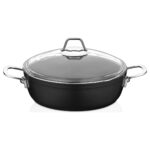 Amboss Dark 30cm Granit Basık Tencere Cam Kapaklı Yanmaz Yapışmaz Titanyum Kaplama   - 30 cm - Görsel 2