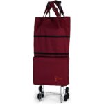 Ent Çanta ENT CANTA VADİ Model Sessiz 6 Tekerli, Çok Fonksiyonlu, Merdiven Çıkabilen  Katlanabilir Teleskobik Kollu Seyahat ve Alışveriş Çantası- Bordo