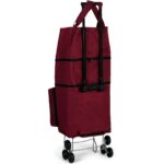 Ent Çanta ENT CANTA VADİ Model Sessiz 6 Tekerli, Çok Fonksiyonlu, Merdiven Çıkabilen  Katlanabilir Teleskobik Kollu Seyahat ve Alışveriş Çantası- Bordo - Görsel 2