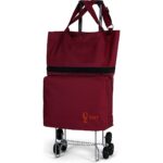 Ent Çanta ENT CANTA VADİ Model Sessiz 6 Tekerli, Çok Fonksiyonlu, Merdiven Çıkabilen  Katlanabilir Teleskobik Kollu Seyahat ve Alışveriş Çantası- Bordo - Görsel 4