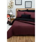 Ely Parker Kolay Ütü Tek Kişilik Nevresim Takımı (90X190 Siyah Lastikli Çarşaf+Yorgan Kılıfı+Y.kılıfı) Bordo