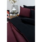 Ely Parker Kolay Ütü Tek Kişilik Nevresim Takımı (90X190 Siyah Lastikli Çarşaf+Yorgan Kılıfı+Y.kılıfı) Bordo - Görsel 2