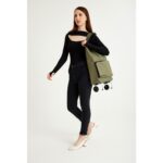 Ent Çanta ENT CANTA Çiğdem Model Su Geçirmez, Ağır Yüklerde Yardımcı, 2 Tekerli ve Katlanabilir Alışveriş ve Seyahat Çantası 600 Denye-Yeşil - Görsel 4