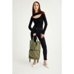 Ent Çanta ENT CANTA Çiğdem Model Su Geçirmez, Ağır Yüklerde Yardımcı, 2 Tekerli ve Katlanabilir Alışveriş ve Seyahat Çantası 600 Denye-Yeşil - Görsel 5