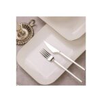 Kütahya Porselen Bone Minas 51 Parça 12 Kişilik Krem Yemek Takımı – Düz ve Sade Platin Fileli Tasarım - Görsel 4