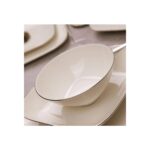 Kütahya Porselen Bone Minas 51 Parça 12 Kişilik Krem Yemek Takımı – Düz ve Sade Platin Fileli Tasarım - Görsel 5