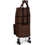 Ent Çanta ENT CANTA VADİ Model Sessiz 6 Tekerli, Çok Fonksiyonlu, Merdiven Çıkabilen  Katlanabilir Teleskobik Kollu Seyahat ve Alışveriş Çantası- Kahve - Görsel 2