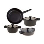 Jumbo Black Cook 7 Parça Alüminyum Döküm Tencere Seti – Titanyum ve 3 Kat Diamond Kaplama, Ergonomik Saplı, Kolay Temizlenen, 20-24-28 cm