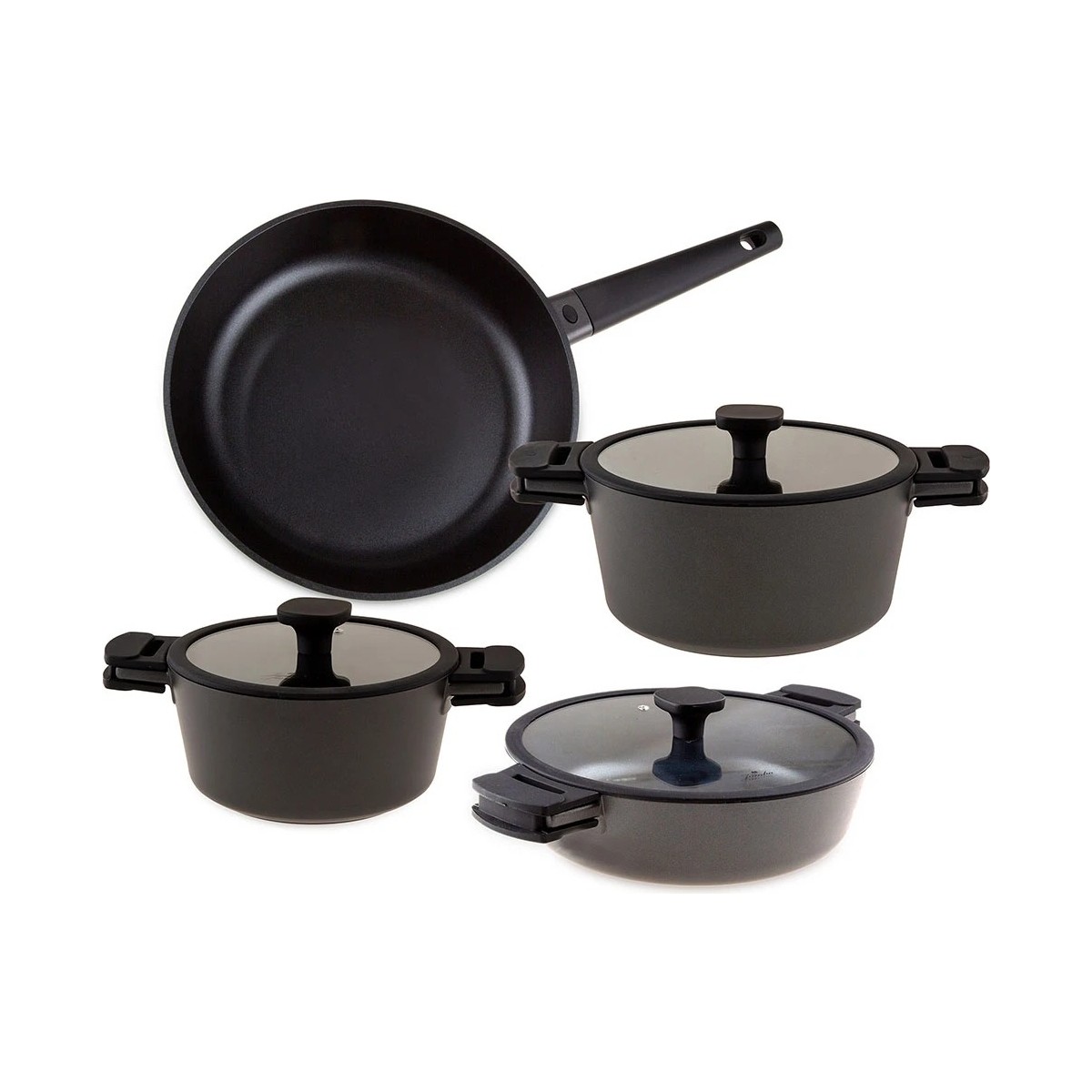 110000589195805.jpg Jumbo Black Cook 7 Parça Alüminyum Döküm Tencere Seti – Titanyum ve 3 Kat Diamond Kaplama, Ergonomik Saplı, Kolay Temizlenen, 20-24-28 cm - Görsel 1