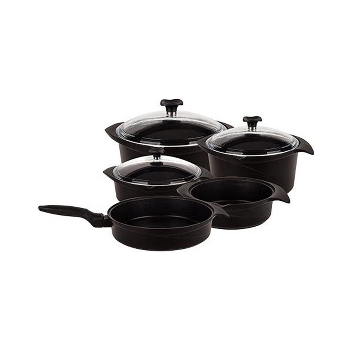 110000589374652.jpg Aryıldız Flipper Siyah 9 Parça Döküm Tencere Seti - Görsel 1