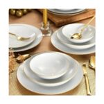 Güral Porselen Camelia  54 Parça 12 Kişilik Porselen Yemek Takımı Altın File - Görsel 5