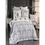 Dream Of Lady Venedik 9 Parça Gri Renk Gelin Seti  Pamuklu Pikeli Nevresim Takımı