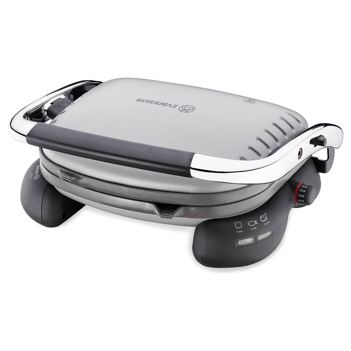 110000603434712.jpg Korkmaz Castron Tost Makinesi Gri-Krom 1800 W A324-08 - Görsel 1