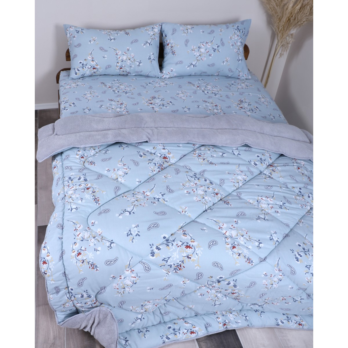 110000603953324.jpg Cotton Store Çift Kişilik Uyku Seti (Lastikli Çarşaflı) WELSOFT Pufidik Set - Görsel 1