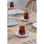 Glore Harmony 12 Parça 6 Kişilik altın Yaldızlı Seramik Çay Takımı - Görsel 2