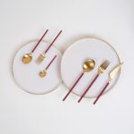 Glore Lizbon 6 Kişilik Çatal Kaşık Bıçak Takımı Gold-Kırmızı - Görsel 5