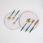 Glore Paris Çatal Kaşık Bıçak Takımı Gold-Yeşil - Görsel 2