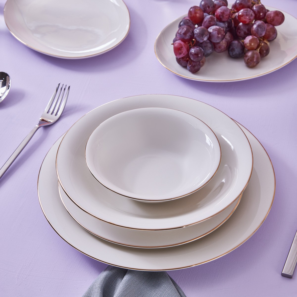 110000626013114.jpg Karaca Stream Bone Realto 60 Parça 12 Kişilik Yemek Takımı Gold - Görsel 1