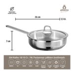 Amboss Saphire Cam Kapaklı Paslanmaz Çelik 4 Parça Tava Seti - Görsel 2