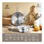 Amboss Saphire Cam Kapaklı Paslanmaz Çelik 4 Parça Tava Seti - Görsel 3