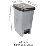 Meleni Home Pedallı Gri Banyo Mutfak Çöp Kovası Siyah Kapaklı Slim Pedallı Çöp Kovası 40 Litre - Görsel 5