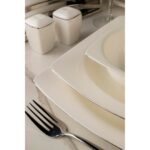 Kütahya Porselen Bone Mare 62 Parça 12 Kişilik Yemek Takımı Platin Fileli - Görsel 2