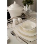 Kütahya Porselen Bone Mare 62 Parça 12 Kişilik Yemek Takımı Platin Fileli - Görsel 3