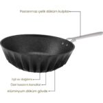 Emsan Diagon Döküm Granit 28 cm Wok Tava Siyah - Görsel 2