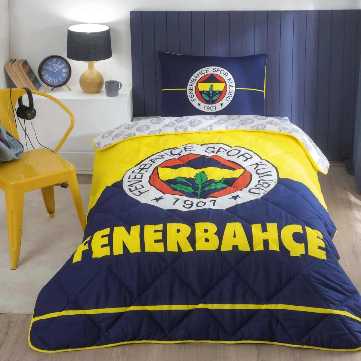 110000641978413.jpg Taç Fenerbahçe Logo Tek Kişilik Yorgan Seti - Görsel 1