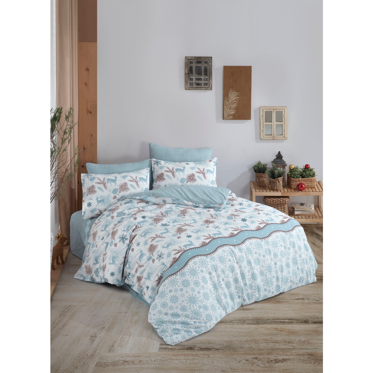 110000642756690.jpg My Story Mystory Lastikli Çarşaflı Çift Kişilik Nevresim Takımı Yılbaşı - Görsel 1