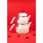 Emaylab Cupid Kalpli Emaye Çaydanlık (Özel Zamak Tepeli, El Yakmayan Kulplu)