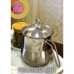 YUNUSOĞLU HOME Paslanmaz Çelik 2.00 Litre Sütlük Sosluk 2 Parça Kapaklı