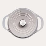 Pot Art Fonksiyonel Kapaklı Gri Sığ Döküm Tencere 26 cm - Görsel 3