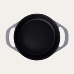 Pot Art Fonksiyonel Kapaklı Gri Sığ Döküm Tencere 26 cm - Görsel 4