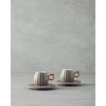 English Home Polka New Bone China 4 Parça 2 Kişilik Kahve Fincan Takımı Vizon