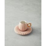 English Home Polka New Bone China 4 Parça 2 Kişilik Kahve Fincan Takımı Pudra - Görsel 3