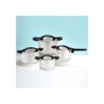 Jumbo Spark 8 Parça Paslanmaz Çelik Derin Tencere Seti, Cam Kapaklı 24 cm – İndüksiyon ve Fırın Kullanımına Uygun