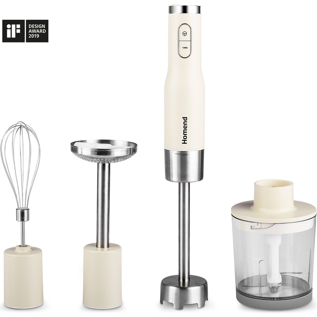 110000656483649.jpg Homend Artfood 1925H El Blender Seti Krem - Görsel 1