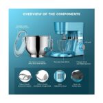 Powwa Stand Mikser 1500W 6.2 QT (5.9 LT) Tilt-Head Elektrikli Mutfak Şefi (Türkiye Garantili) - Görsel 2