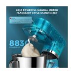 Powwa Stand Mikser 1500W 6.2 QT (5.9 LT) Tilt-Head Elektrikli Mutfak Şefi (Türkiye Garantili) - Görsel 3