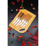 Swencraft Steak Et Mutfak Meyve Sebze Bıçak Seti ve Sunum Salata Kesme Tahtası 7' Li Çeyiz Seti - Görsel 3