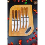 Swencraft Steak Et Mutfak Meyve Sebze Bıçak Seti ve Sunum Salata Kesme Tahtası 7' Li Çeyiz Seti - Görsel 4