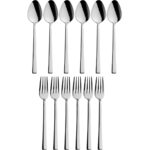 Kitchen Design Lab Parlak Gümüş Tatlı Çatal ve Kaşık Seti - 12 Adet Kahvaltı Pasta Tatlı Çatal Kaşık Seti Kutulu Set